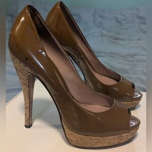 Authentic Gucci Brown Peep-Toe Heels